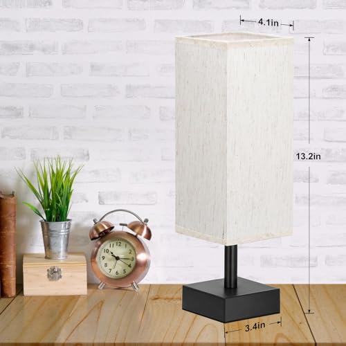 Minimalist Table Lamp for Bedroom - Square Fabric Shade