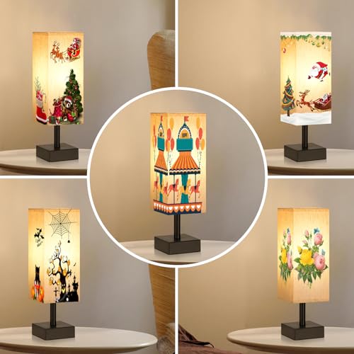 Minimalist Table Lamp for Bedroom - Square Fabric Shade