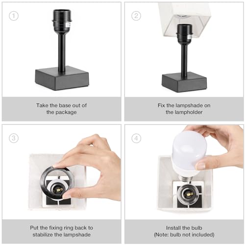 Minimalist Table Lamp for Bedroom - Square Fabric Shade