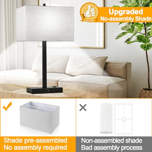 21" Set of 2 Touch Control Table Lamps with USB & AC Outlets