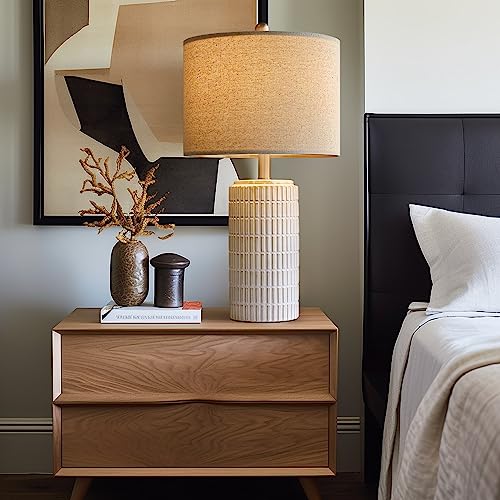 Modern White Ceramic Table Lamps Set of 2