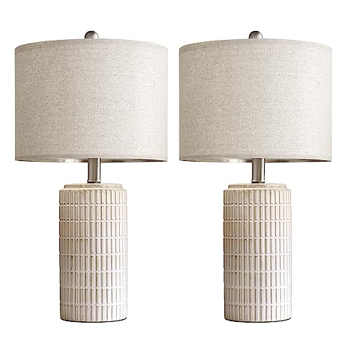 Modern White Ceramic Table Lamps Set of 2