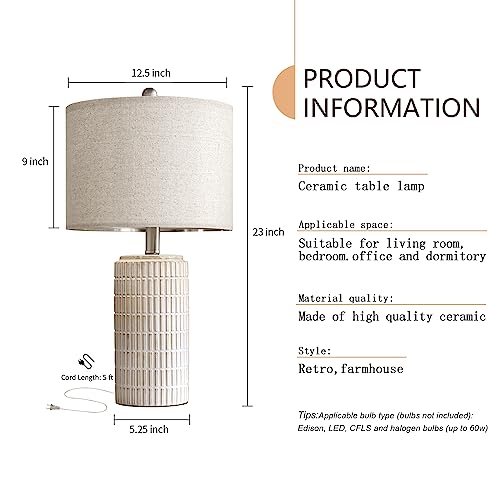 Modern White Ceramic Table Lamps Set of 2