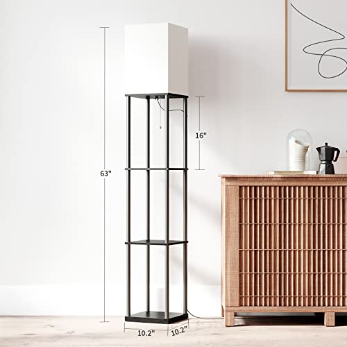 SUNMORY Modern Floor Lamp with Shelves, Multi-Color Bulb