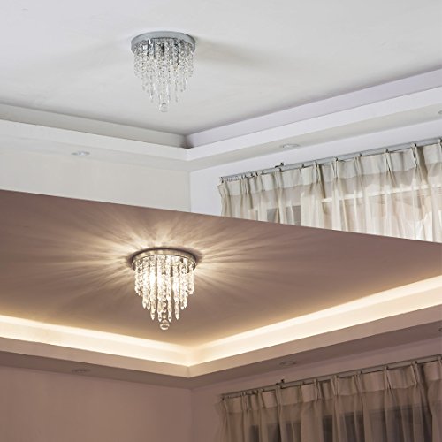 Modern Mini Crystal Chandelier: 2 Lights, Flush Mount