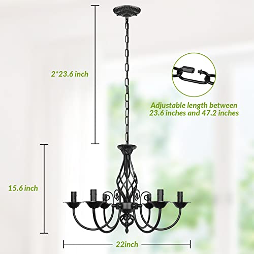 Farmhouse Candle Chandelier, Rustic Pendant Ceiling Light, Vintage