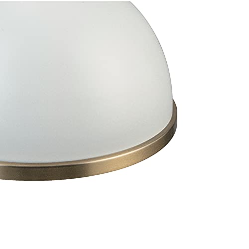 Matte White Pendant Light with Brass Accents, Modern/Vintage
