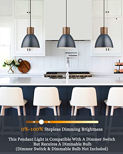 Hammered Pendant Lights, Industrial Metal, Modern Blue, Small