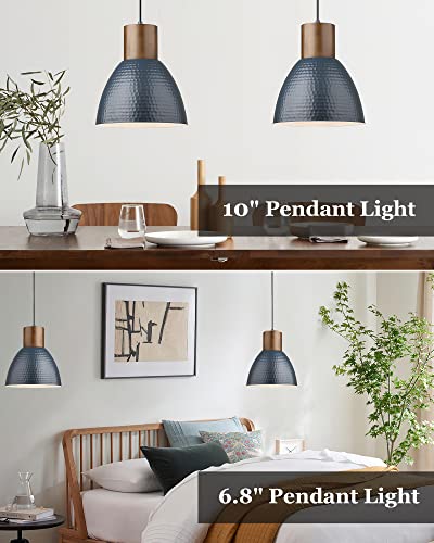 Hammered Pendant Lights, Industrial Metal, Modern Blue, Small