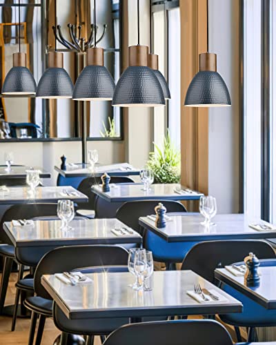 Hammered Pendant Lights, Industrial Metal, Modern Blue, Small