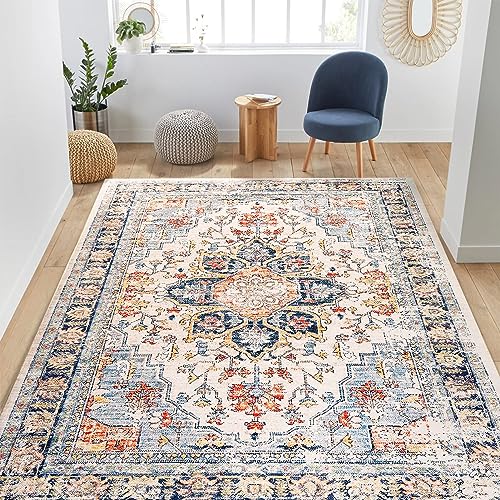 Vintage Beige Area Rug for Living Room Decor