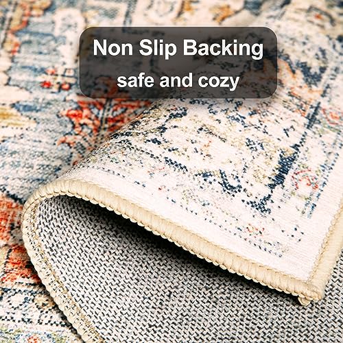 Vintage Beige Area Rug for Living Room Decor