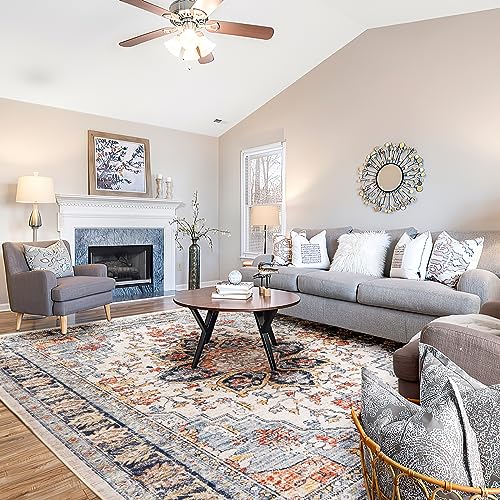 Vintage Beige Area Rug for Living Room Decor