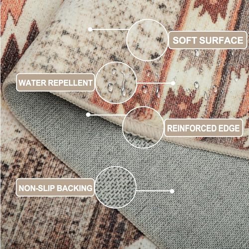 Moroccan Style 8x10 Washable Area Rug Cream/Camel