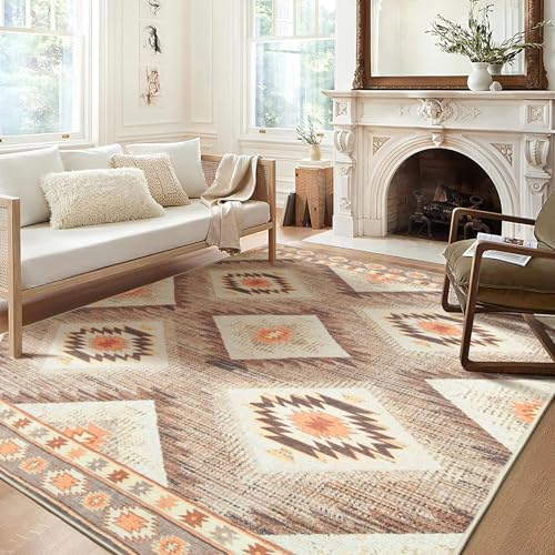 Moroccan Style 8x10 Washable Area Rug Cream/Camel