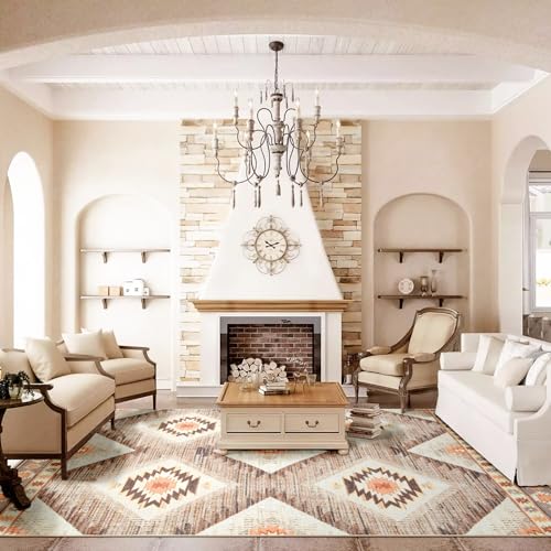 Moroccan Style 8x10 Washable Area Rug Cream/Camel