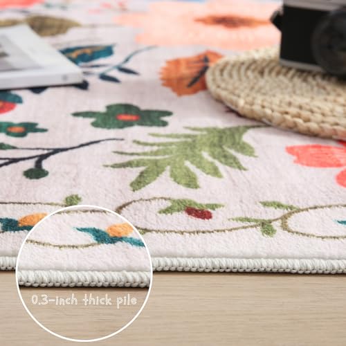Soft Floral Runner Rug for Hallways and Kitchen