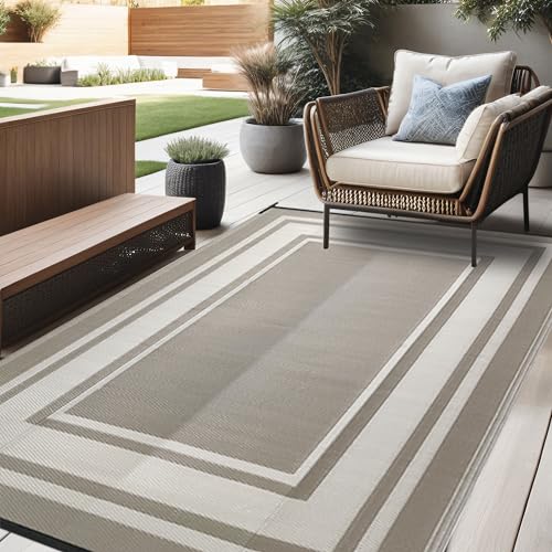RURALITY Waterproof Outdoor Area Rug 5x8, Geometric Design