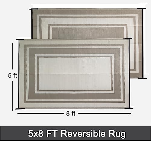 RURALITY Waterproof Outdoor Area Rug 5x8, Geometric Design