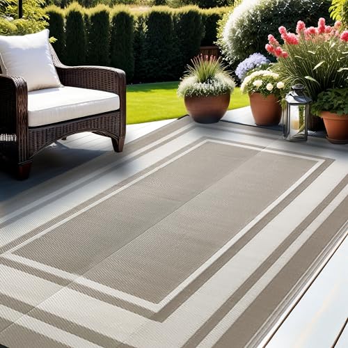 RURALITY Waterproof Outdoor Area Rug 5x8, Geometric Design