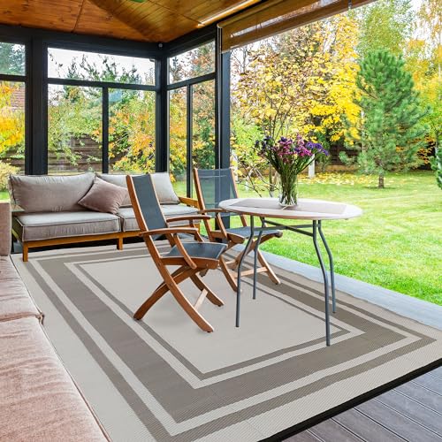 RURALITY Waterproof Outdoor Area Rug 5x8, Geometric Design