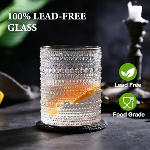 Vintage Hobnail Drinking Glasses Set for Beer & Cocktails