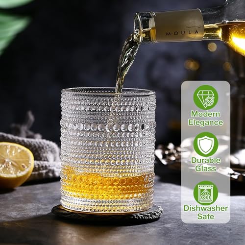 Vintage Hobnail Drinking Glasses Set for Beer & Cocktails