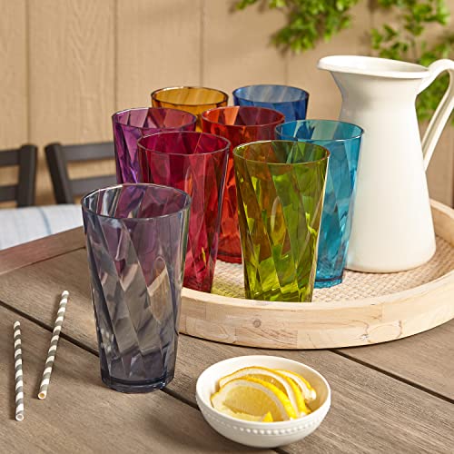 Set of 8 Jewel Tone Plastic Drinking Glasses