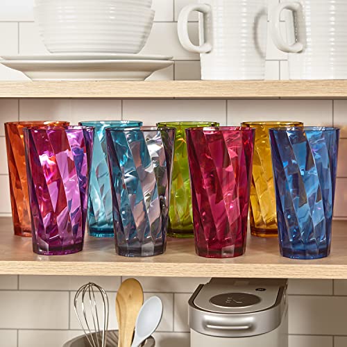 Set of 8 Jewel Tone Plastic Drinking Glasses