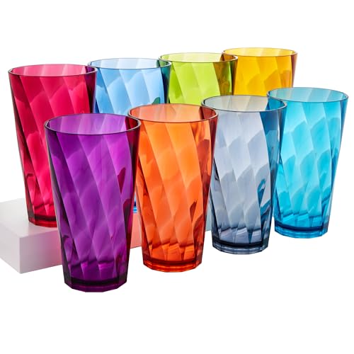 Set of 8 Jewel Tone Plastic Drinking Glasses