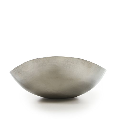 Hosley 13.5" Hammered Stainless Steel Oval Bowl for Decor