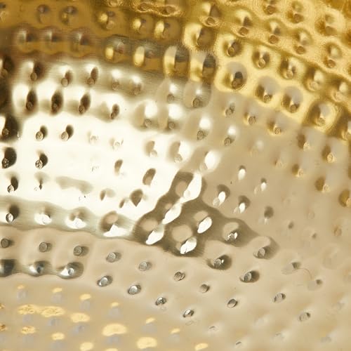 Gold Finish Round Hammered Metal Bowl, 14" diameter