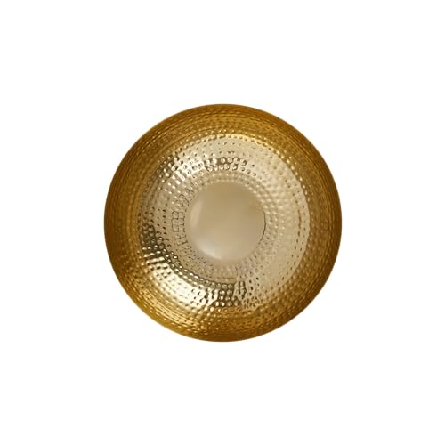 Gold Finish Round Hammered Metal Bowl, 14" diameter