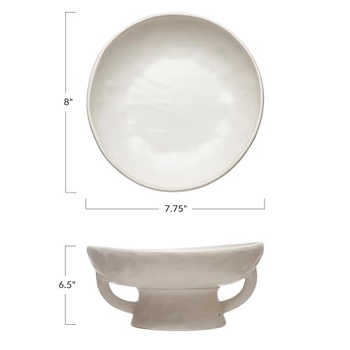 White Stoneware Bowl with Reactive Glaze - Creative Co-Op