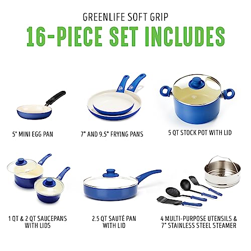 Nonstick Ceramic Cookware Set with Kitchen Utensils and Lid
