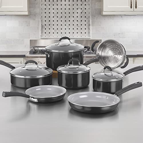 Cuisinart 11-Piece Nonstick Cookware Set, Black Ceramica XT