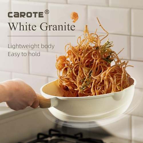 CAROTE White Granite Induction Kitchen Cookware Set, 10pcs