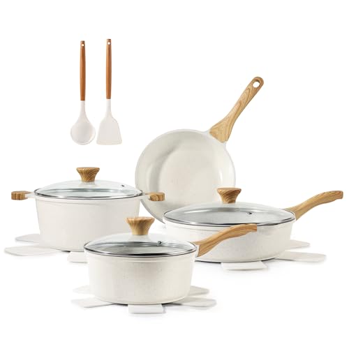Non-toxic Ceramic Cookware Set with Silicone Tools