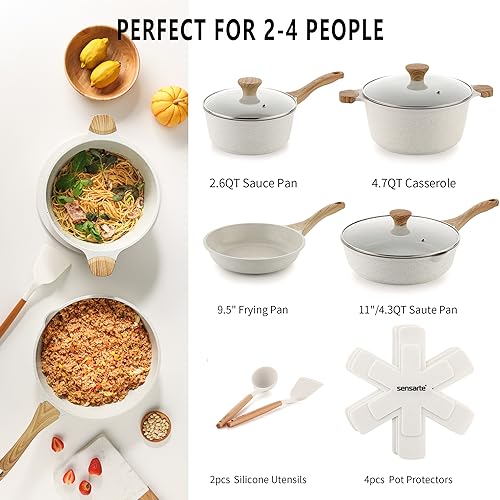 Non-toxic Ceramic Cookware Set with Silicone Tools