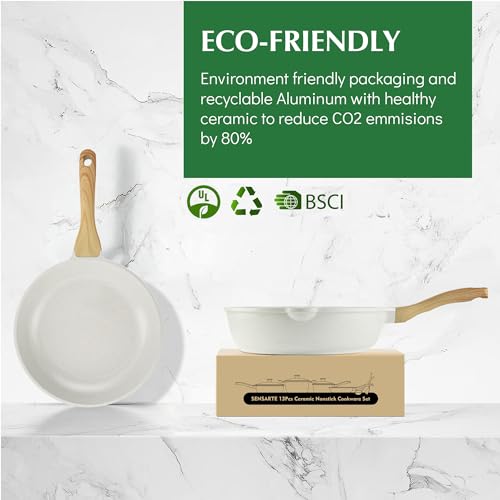 Non-toxic Ceramic Cookware Set with Silicone Tools