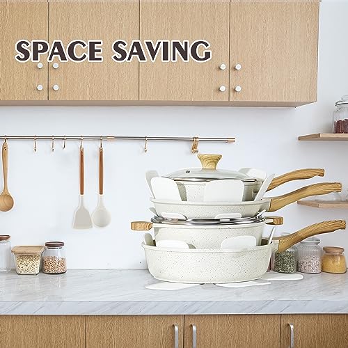 Non-toxic Ceramic Cookware Set with Silicone Tools
