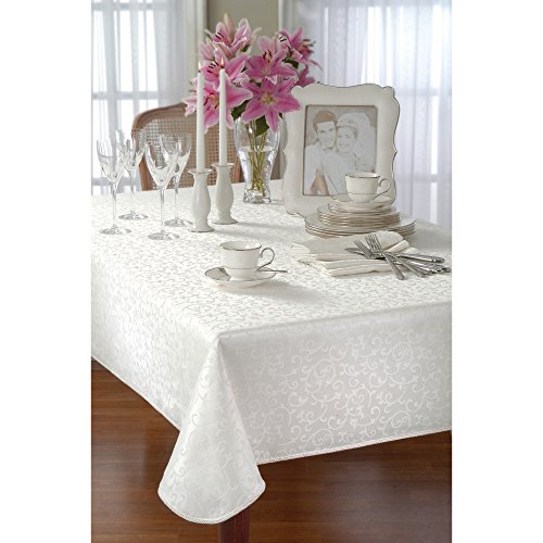White Lenox Opal Innocence Rectangle Tablecloth, 60x102, Machine-Washable
