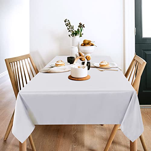 2 Pack White Stain Resistant Tablecloth, 60x102 Inch