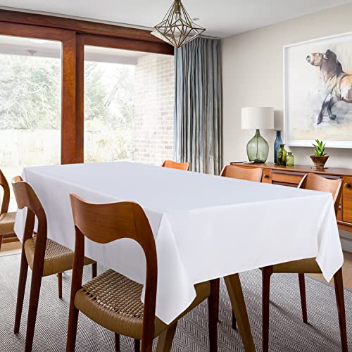 2 Pack White Stain Resistant Tablecloth, 60x102 Inch