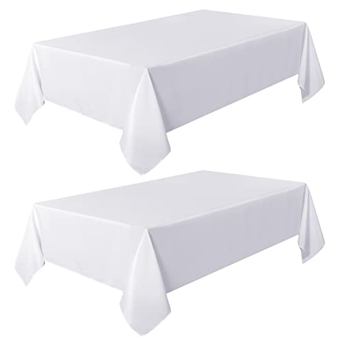 2 Pack White Stain Resistant Tablecloth, 60x102 Inch