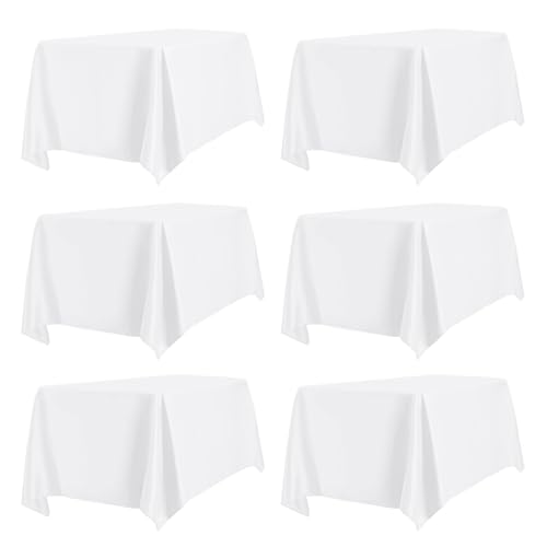 6 White Table Cloths - Stain/Wrinkle Resistant - 60 x 102