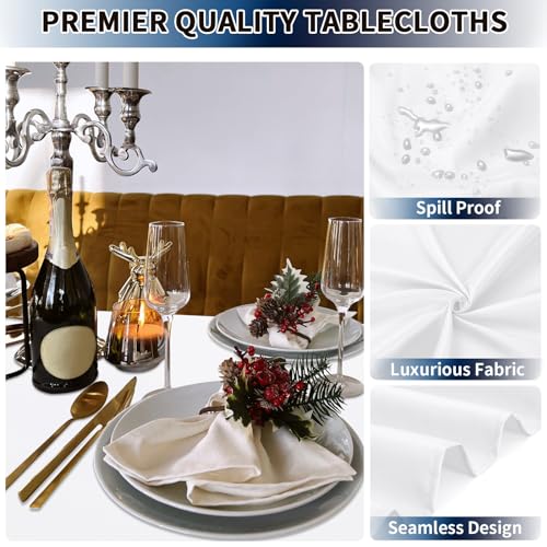 6 White Table Cloths - Stain/Wrinkle Resistant - 60 x 102