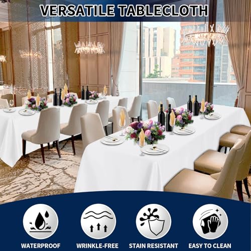 6 White Table Cloths - Stain/Wrinkle Resistant - 60 x 102