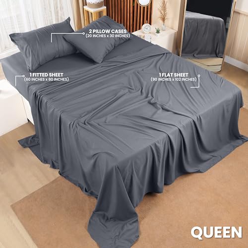 Utopia Bedding Queen Sheets Set - Brushed Microfiber - Gray