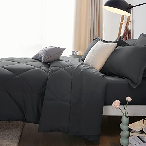 Dark Grey All Season 7-Piece Bedding Set